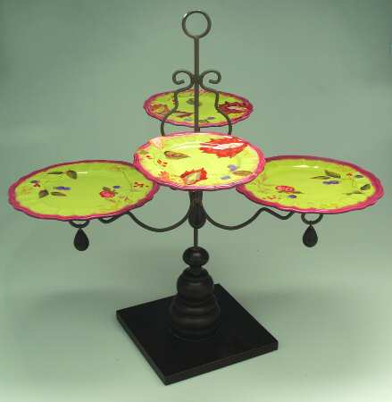 Midnight Garden Metal Statement Server w/2 Dinner & 2 SaladDessert