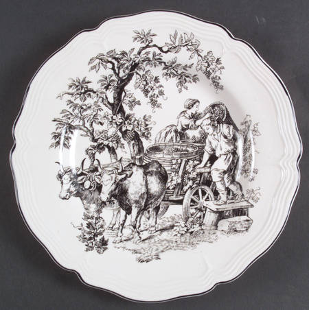 New England Toile (People) Dinner Plate by Tabletops Unlimited