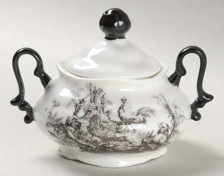 New England Toile (People) Mini Sugar Bowl & Lid