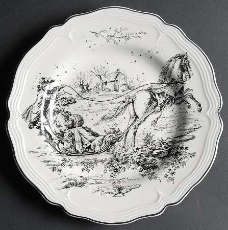 New England Toile (People) Dinner Plate
