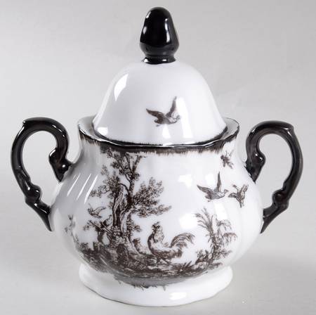 New England Toile (People) Sugar Bowl & Lid
