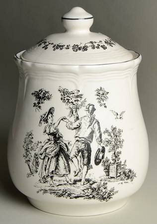 New England Toile (People) Cookie Jar & Lid