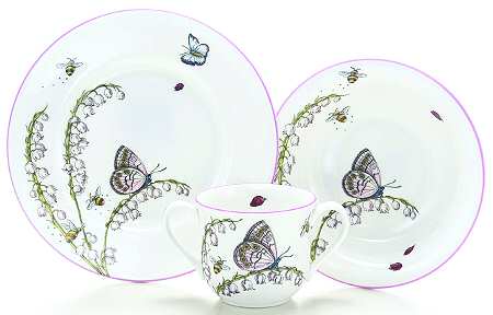 Lily of the Valley (3 Pc) No Box Child's Set (Child Bowl,Plate & Mug)