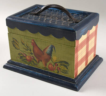 Stonehouse Farm Collection Wood Recipe Box with Hinged Lid