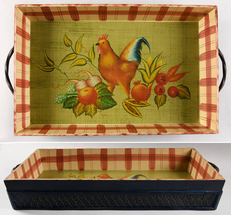 Stonehouse Farm Collection Wood Rectangular Handled Tray