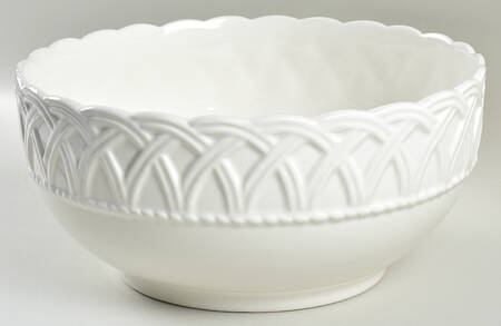 White Woven 12" Large Salad Serving Bowl