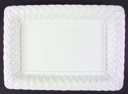 White Woven 18" Rectangular Serving Platter by Tiffany