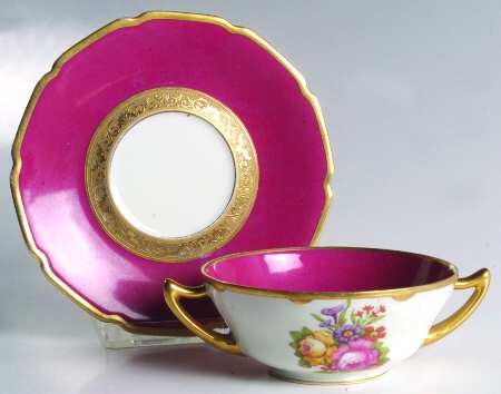 TRV515 Footed Cream Soup Bowl & Saucer Set