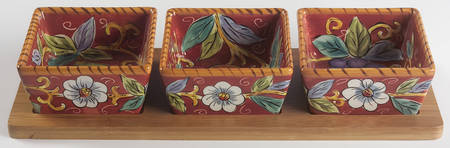 Villa Antiqua Condiment Set-3 Open Bowls & Tray