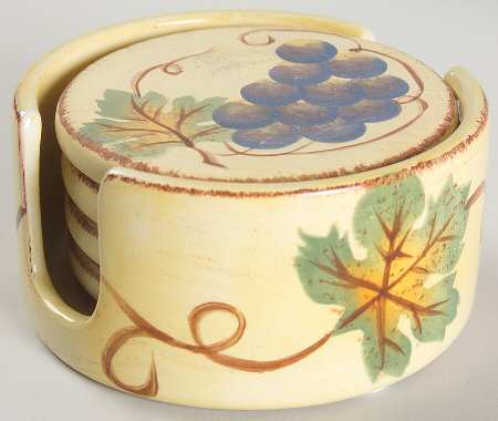 Vino 5-Piece Coaster Set (Holder & 4 Coasters)