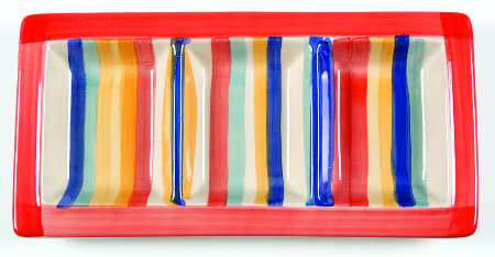 Water Color Red (Round) 3-Part Relish