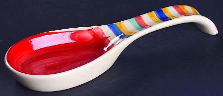 Water Color Red (Round) Spoon Rest/Holder (Holds 1 Spoon)