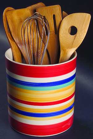Water Color Red (Round) Utensil Set (Holder & Utensils)