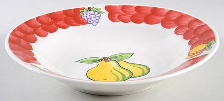 Italian Fruit Large Rim Soup Bowl