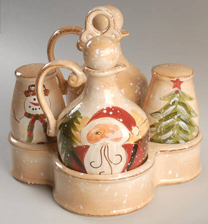 Winter Wonderland (7 Pc) Condiment Set(Oil&Vinegar,Salt&Pepper,Tray)