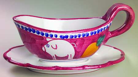 Solimene (Made in Italy, Dishwasher Safe) Gravy Boat with Attached Underplate