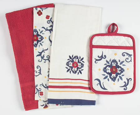 Italiano Oven Mitt & 3 Dish Towel Set