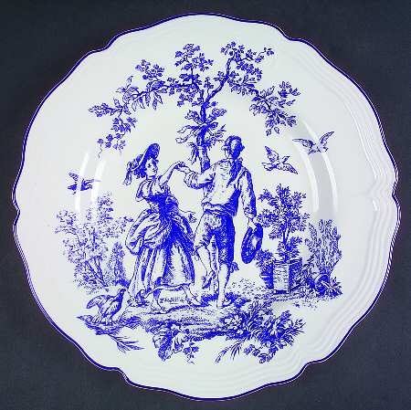 New England Toile Blue Dinner Plate