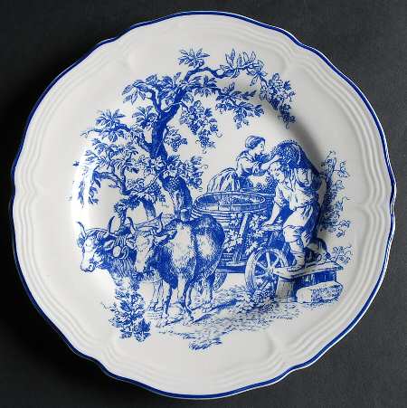 New England Toile Blue Salad Plate