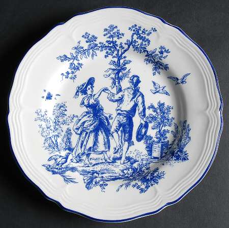 New England Toile Blue Salad Plate
