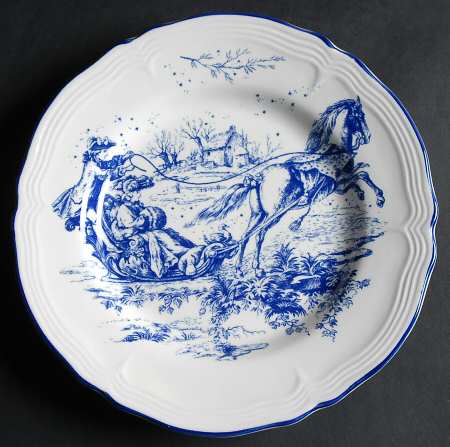 New England Toile Blue Salad Plate