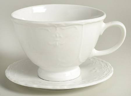 Versailles White Breakfast Cup & Saucer Set