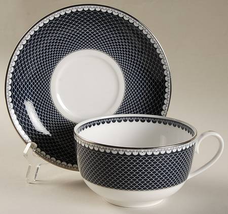 Marielle Indigo Flat Cup & Saucer Set