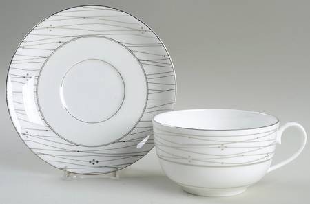 Tilden Lace Platinum Flat Cup & Saucer Set