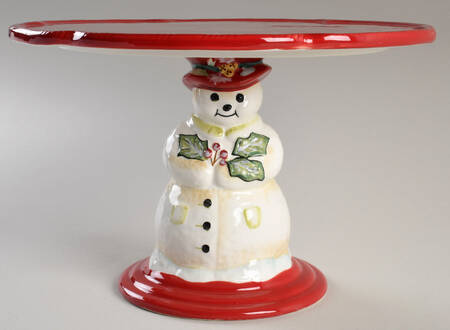 Jolly Ol Snowy 11" Diameter Pedestal Cake Stand