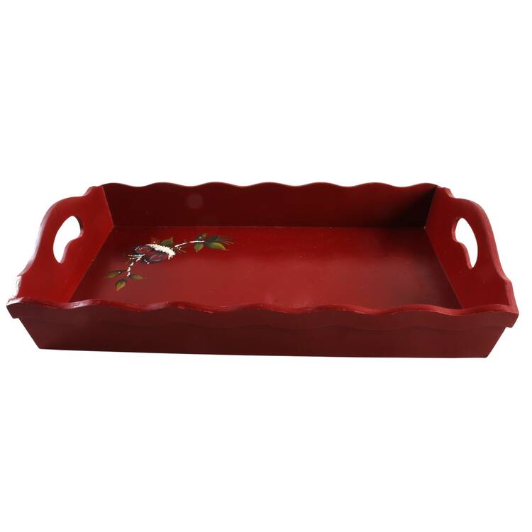 Jolly Ol Snowy Wood Rectangular Handled Tray