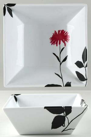 Graphic Floral 8" Square Vegetable Bowl