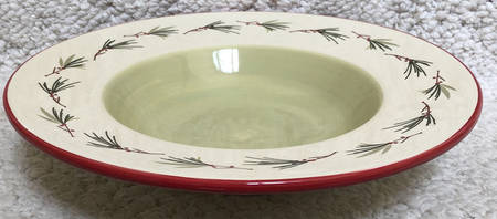 Pine Berry Large Rim Soup Bowl