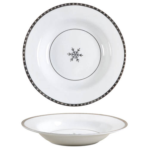 Arctic Solstice Snowflake Large Rim Soup Bowl