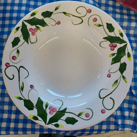 Holly Berry Large Rim Soup Bowl