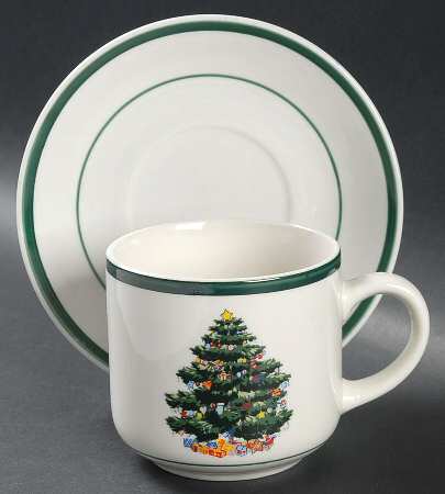 Holly Tree Flat Cup & Saucer Set