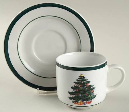 Holly Tree Flat Cup & Saucer Set