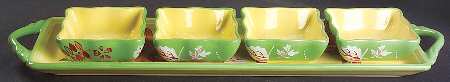 Lemon Chiffon Dip Bowl Set-4 Bowls & Tray