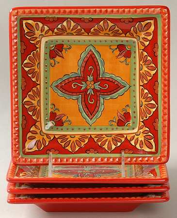 Tangier Square Salad/Dessert Plate - Set of 4