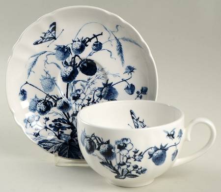 Austin Floral Indigo Flat Cup & Saucer Set