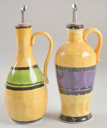 Bohemian Stripe Oil & Vinegar Jars with Drizzle Spouts