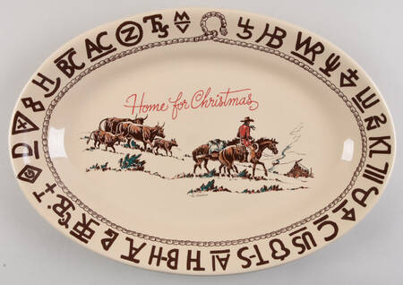 Christmas (Cowboy) 15" Oval Serving Platter