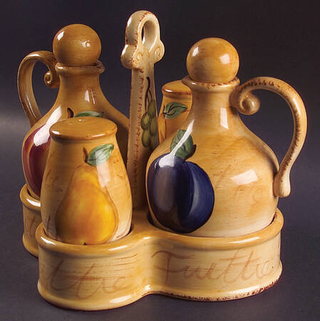 El Camino (7 Piece) Cruet Set W/Holder (2 Cruets & Sap)