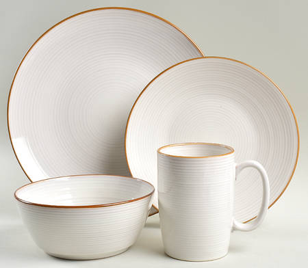 Vintage Modern White 4 Piece Place Setting