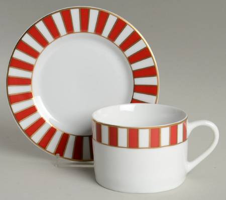 Martinique Red Flat Cup & Saucer Set