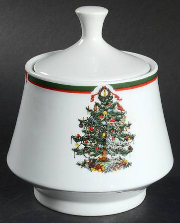 Ribbons & Tree Sugar Bowl & Lid