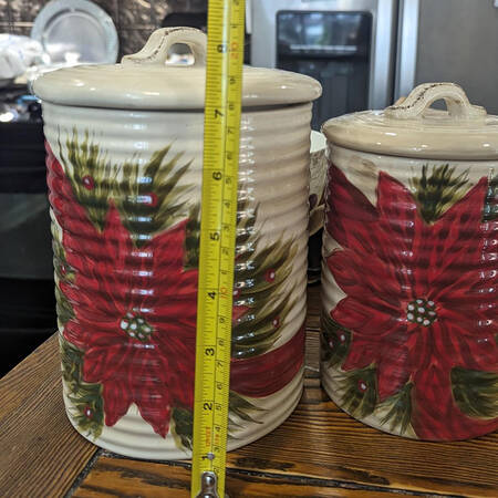 Pinecone Poinsettia Large Canister & Lid