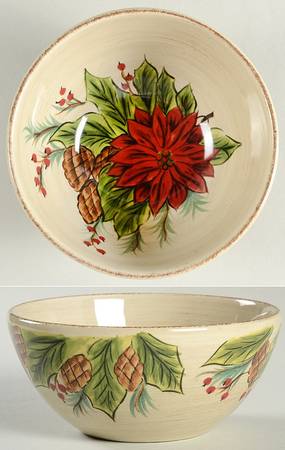 Pinecone Poinsettia Soup/Cereal Bowl
