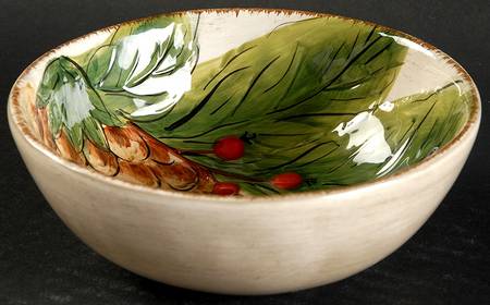 Pinecone Poinsettia Soup/Cereal Bowl
