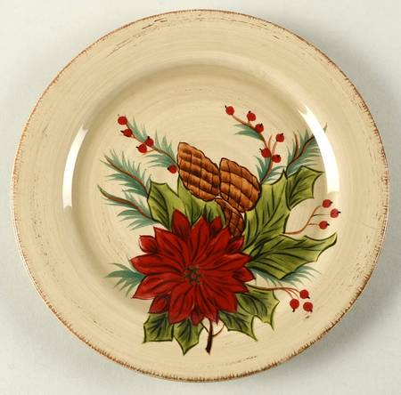 Pinecone Poinsettia Salad Plate
