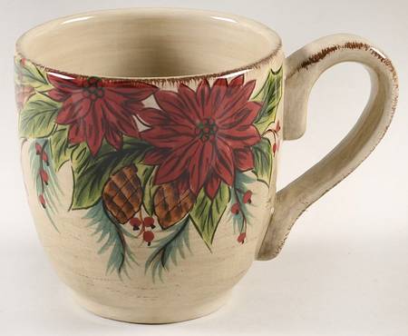 Pinecone Poinsettia Mug